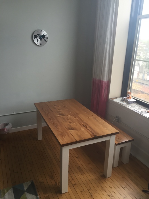 custom wood table in Philly loft apartment