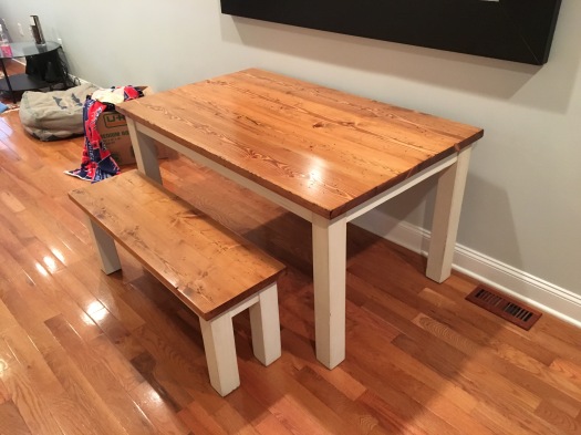 5' Dining Table and bench with general finishes milk paint