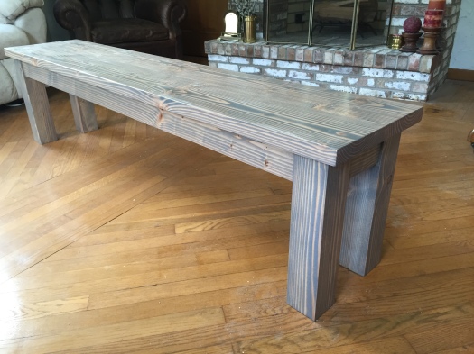 grey wood dining bench